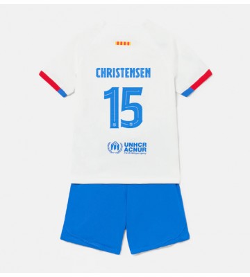 Barcelona Andreas Christensen #15 Koszulka Wyjazdowych Dziecięca 2023-24 Krótki Rękaw (+ Krótkie spodenki)